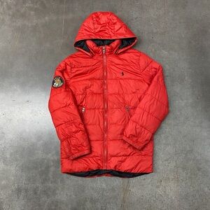 Polo Ralph Lauren Down Puffer Jacket Red Hooded Youth XL